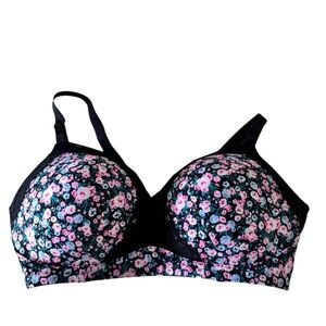Torrid Bra Womens 40DDD Black Floral 360